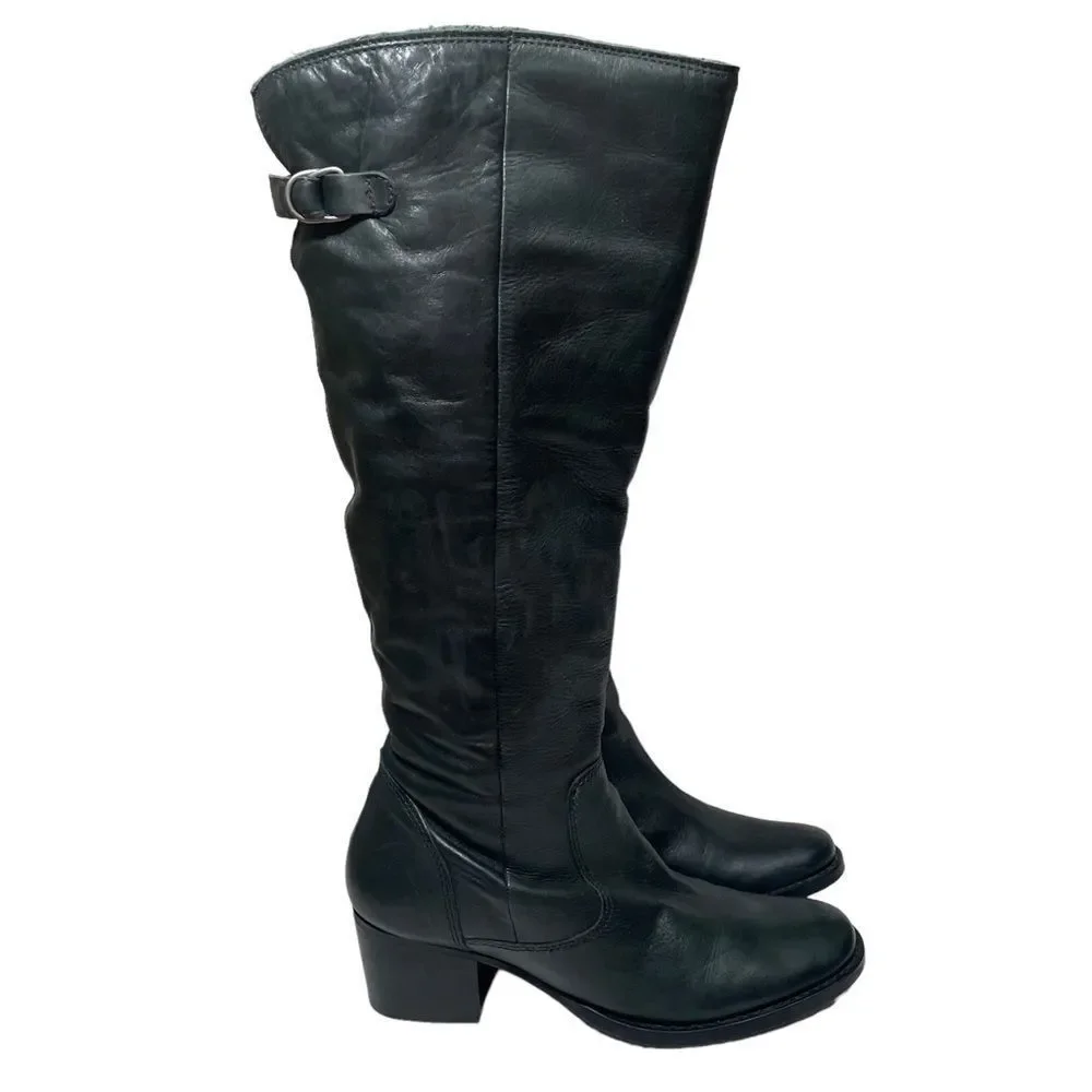 Matisse Black Leather Tall Heeled Riding Boots
